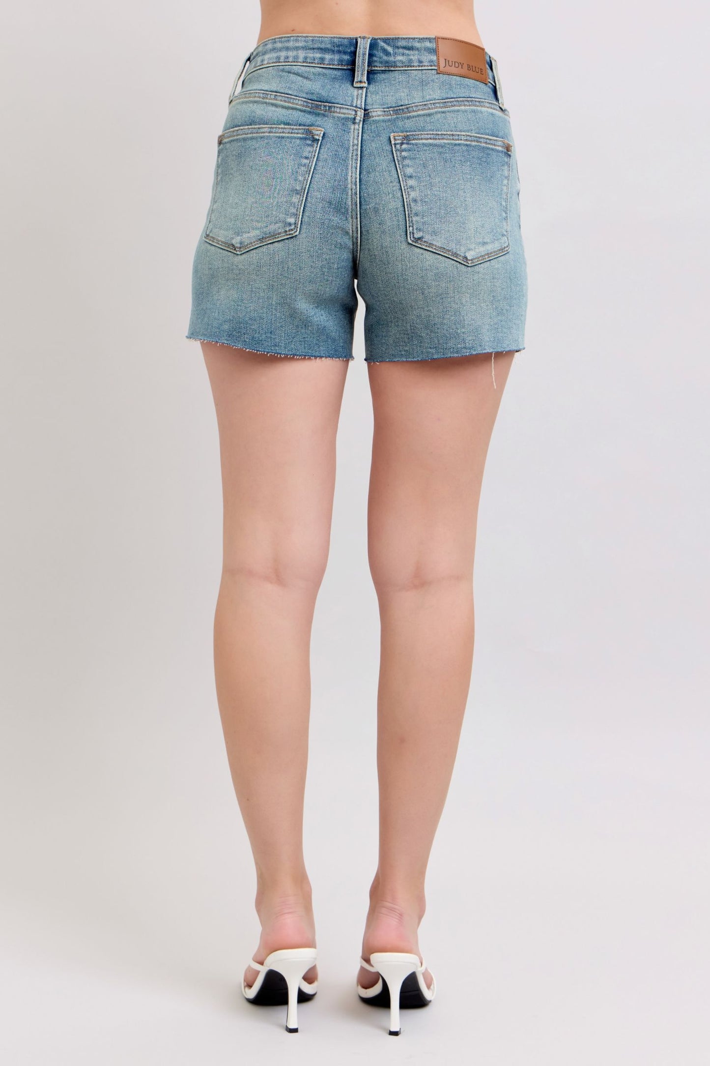 Judy Blue Arizona Mid Rise Buttonfly Distressed Shorts (JB 150294)