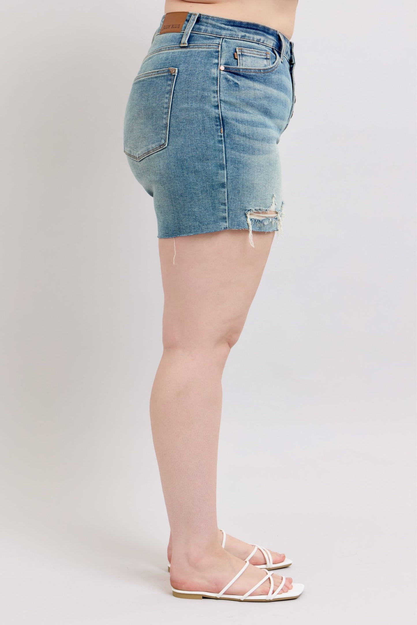 Judy Blue Arizona Mid Rise Buttonfly Distressed Shorts (JB 150294)