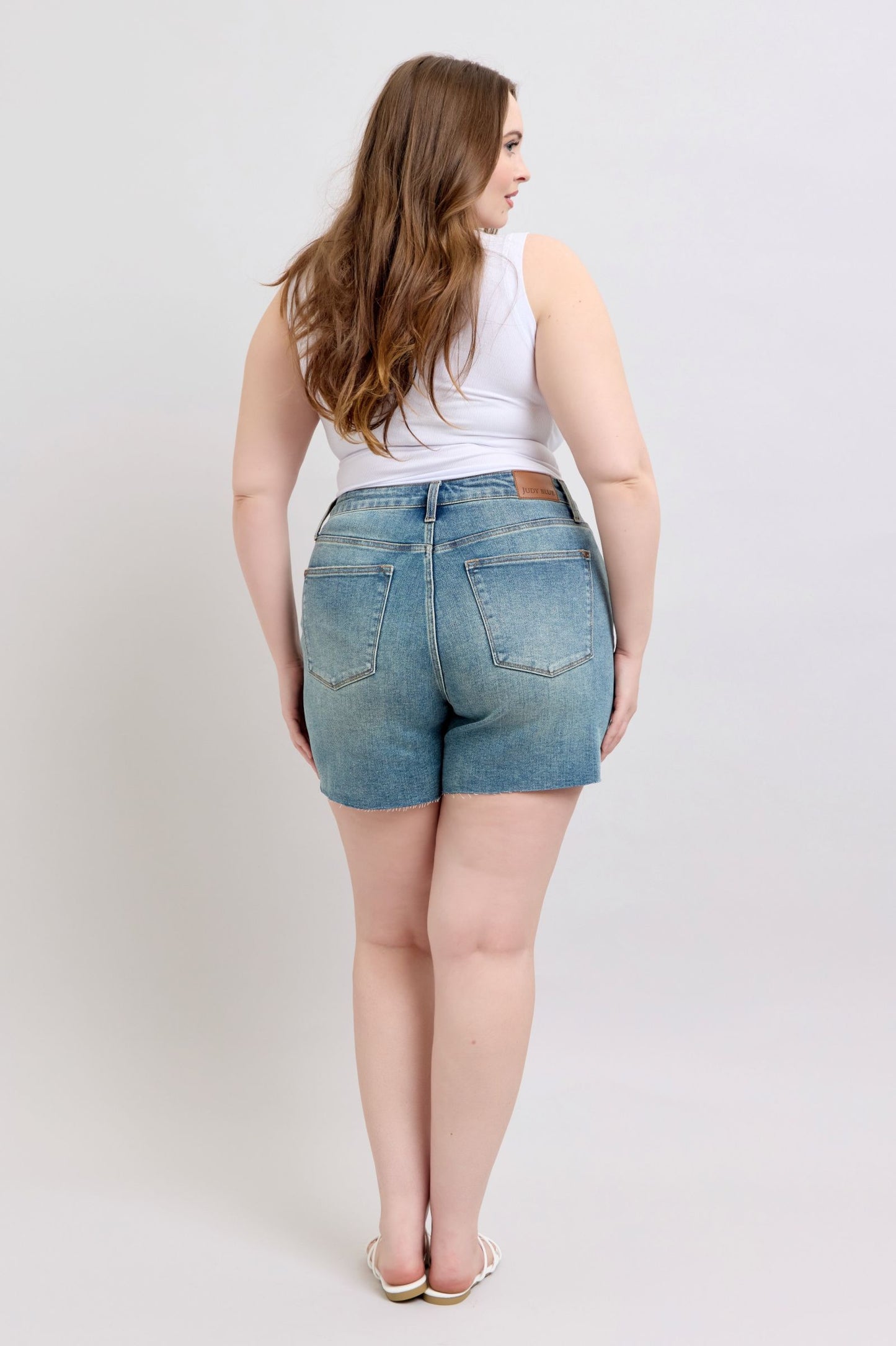 Judy Blue Arizona Mid Rise Buttonfly Distressed Shorts (JB 150294)