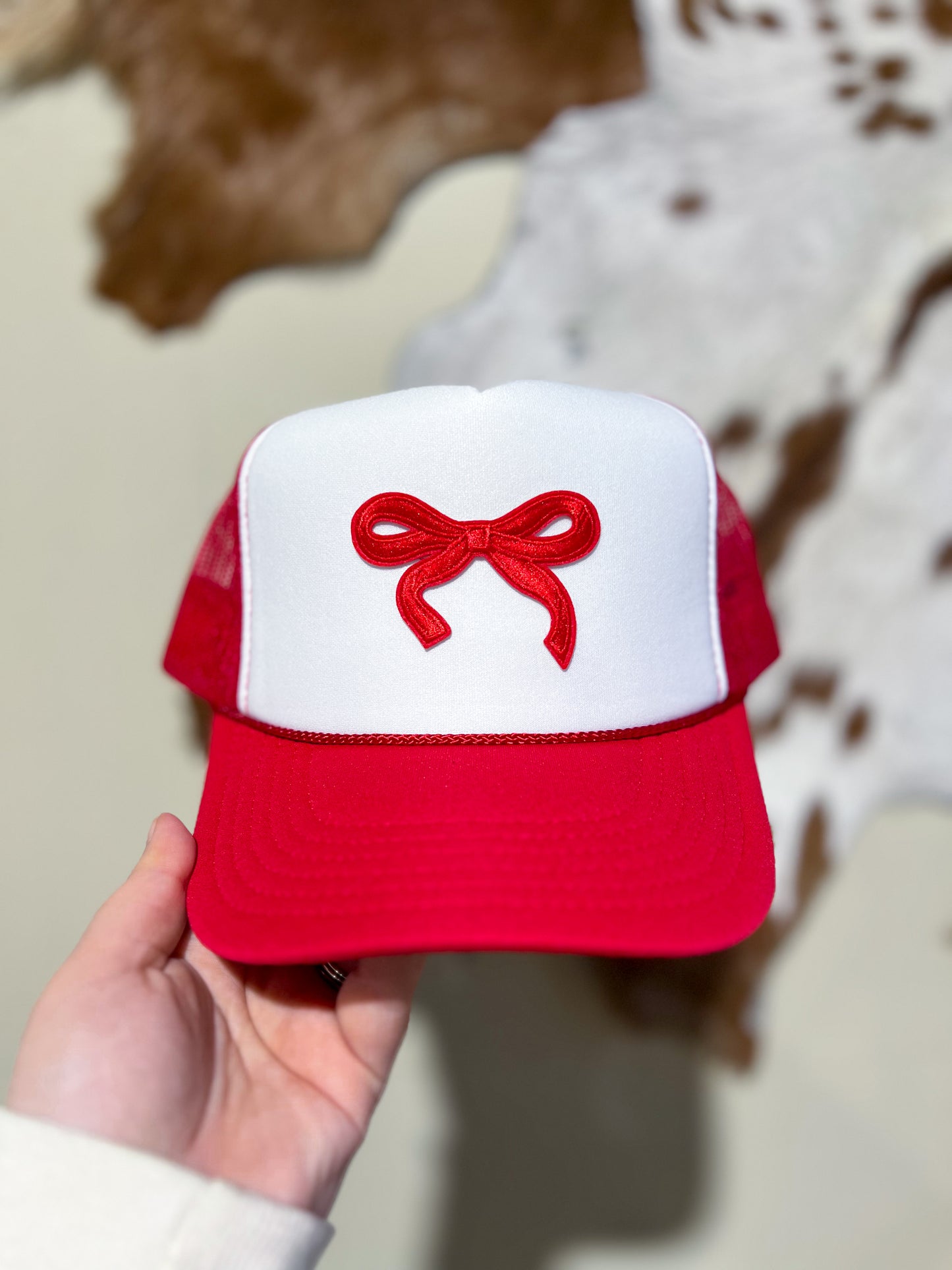 Red Simple Bow Trucker Hat
