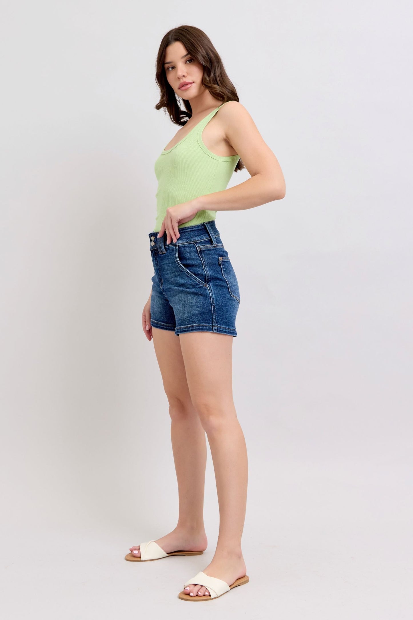 Judy Blue Joy High Rise Double Button Shorts (JB 150307)