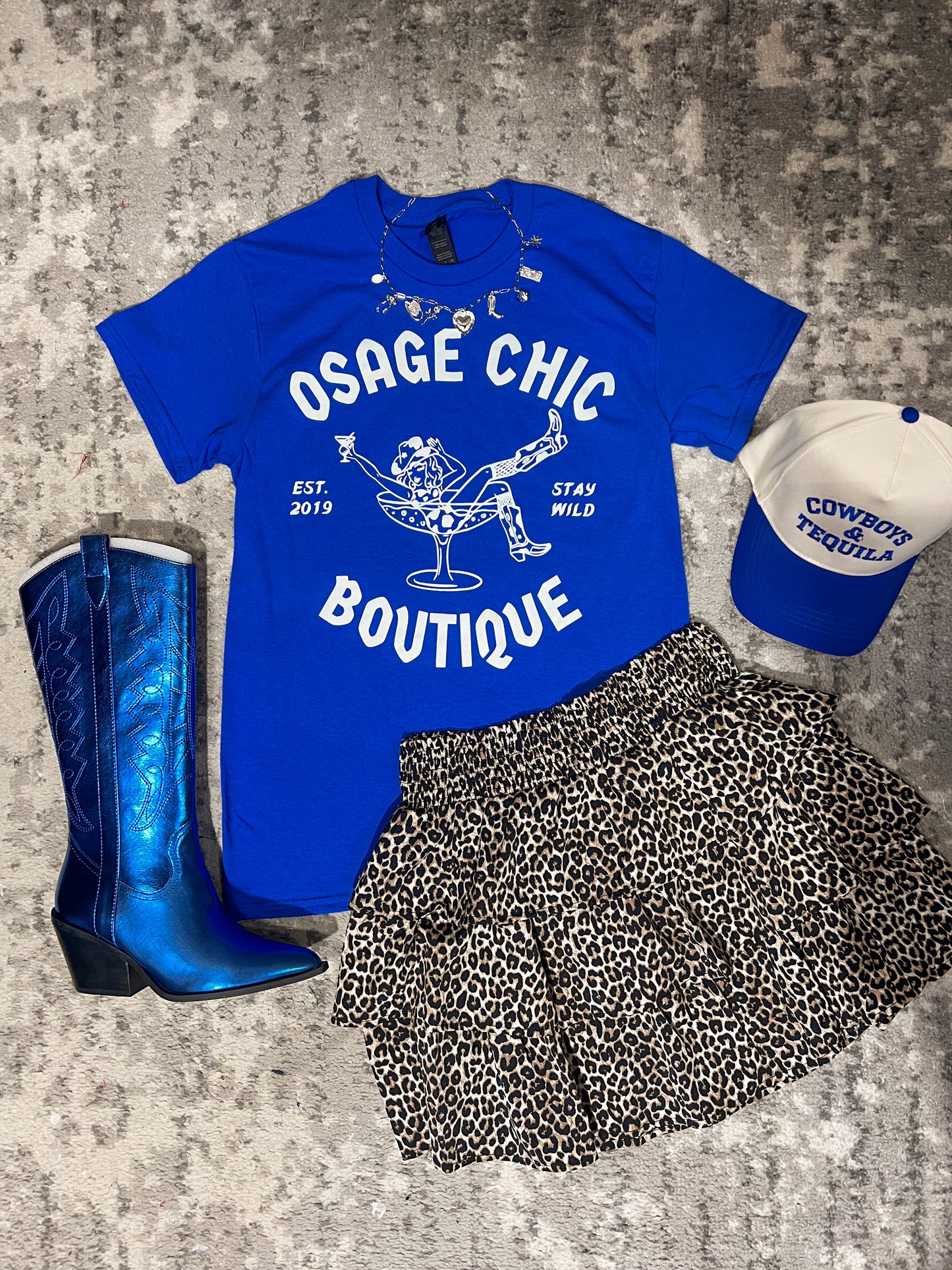 Royal Blue Osage Chic Stay Wild Tee