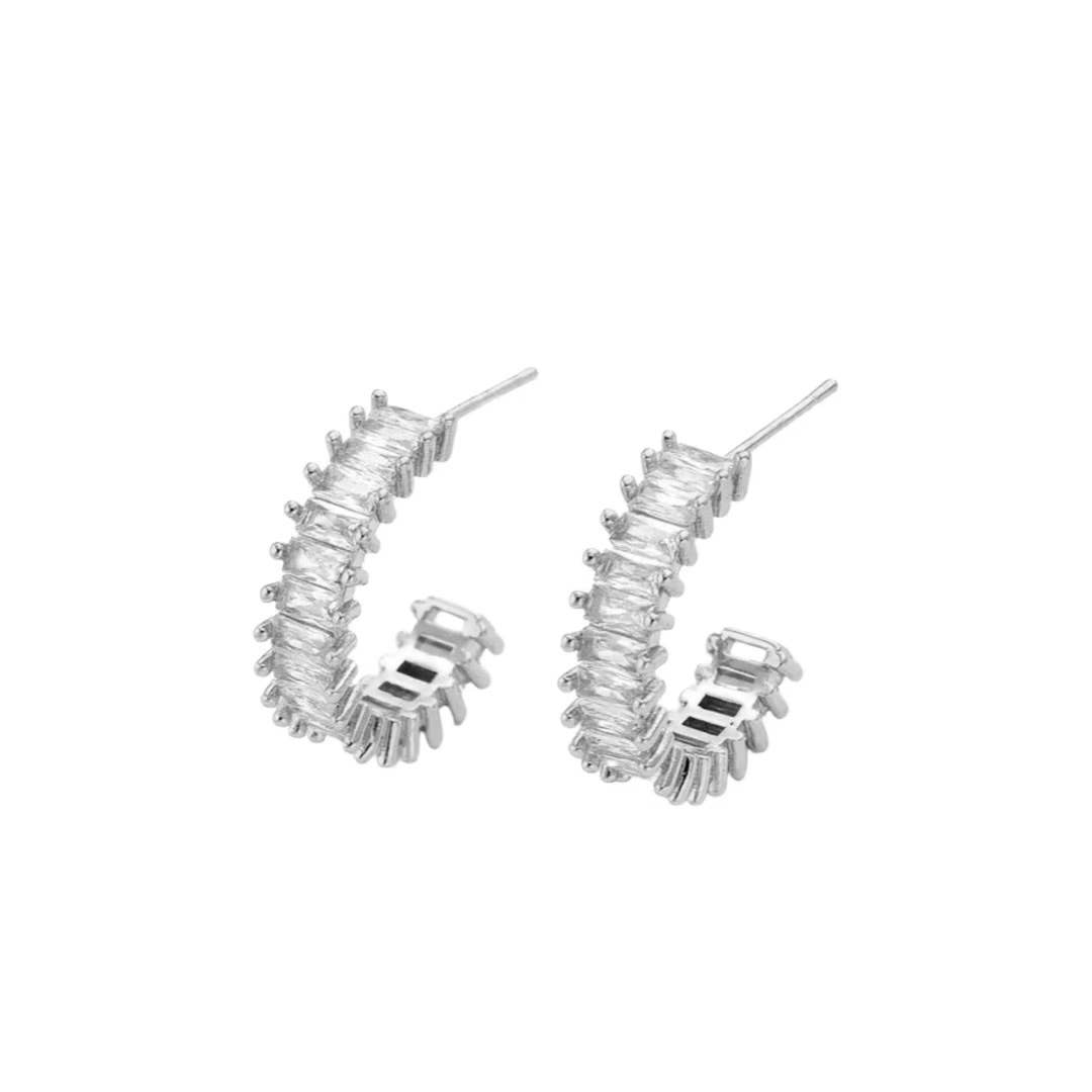 Esther Silver Crystal Hoops
