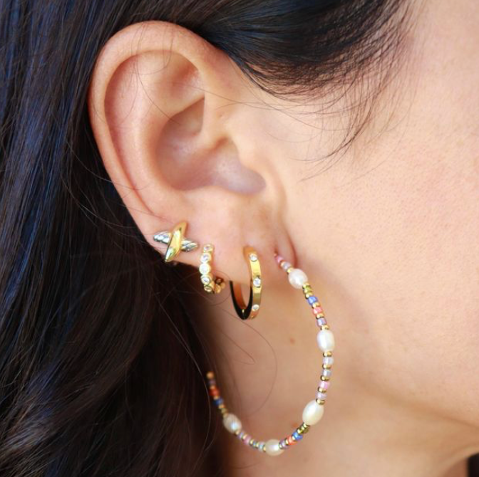Mixed Metal Criss Cross Studs