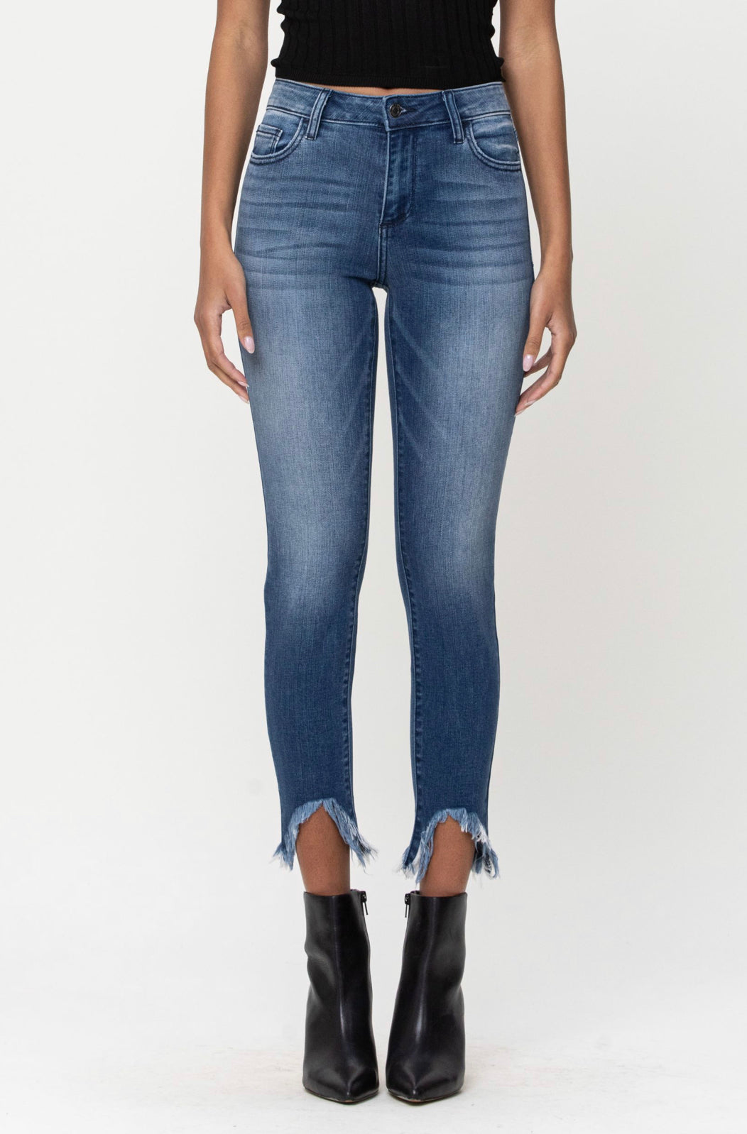 Cello Carrie Mid-Rise Frayed Hem Jeans