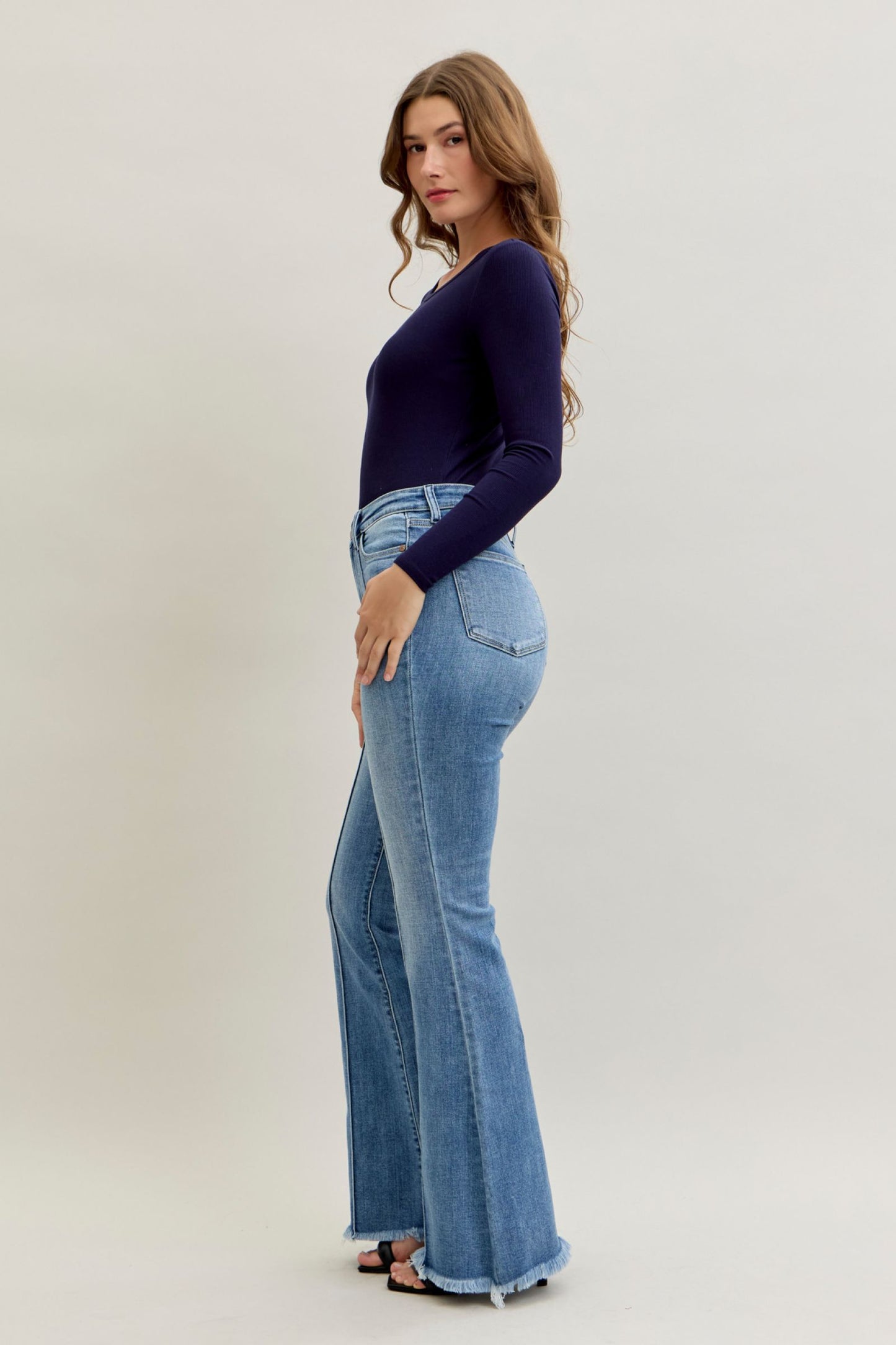 Judy Blue Gracie High Rise Front Pintuck Flare Jeans (JB 82687)