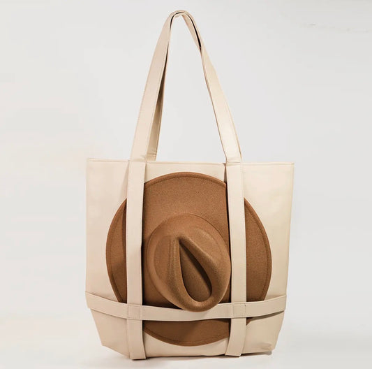 Pleather Hat Carrier Tote Bag