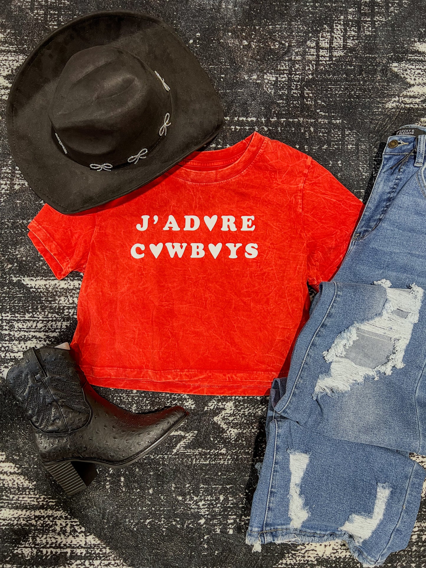 J’adore Cowboys Premium Mineral Wash Cropped Tee