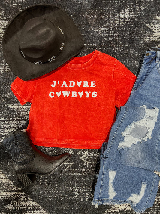 J’adore Cowboys Premium Mineral Wash Cropped Tee