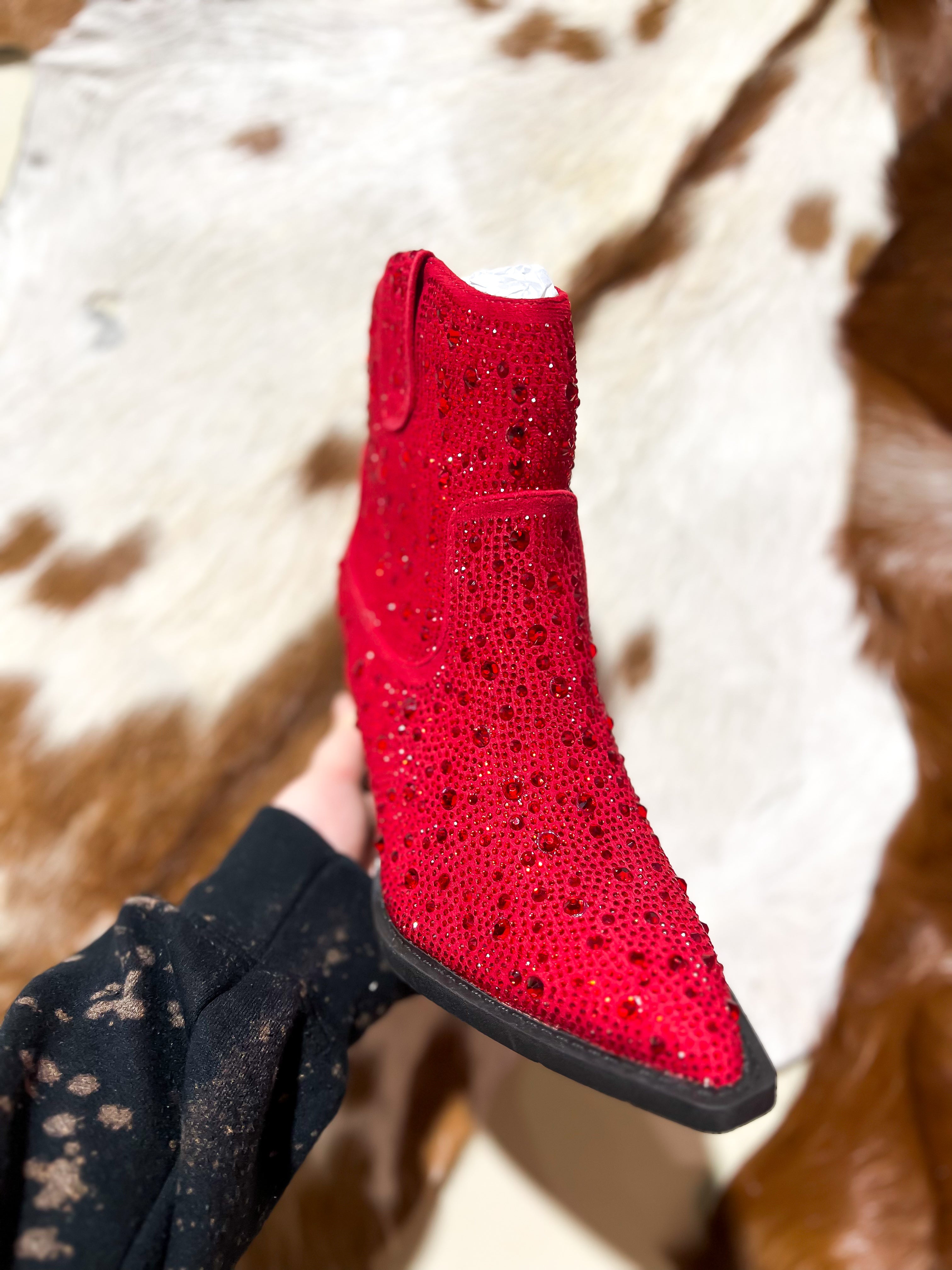 Red sparkly hot sale ankle boots