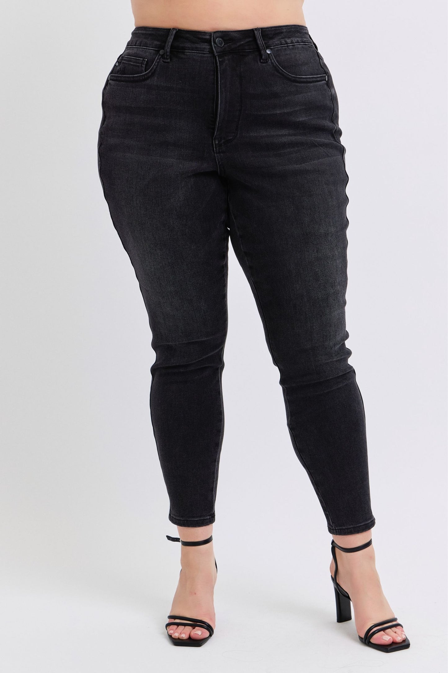 Judy Blue Roxie Mid Rise Tummy Control Black Skinny Jeans (JB 88878)