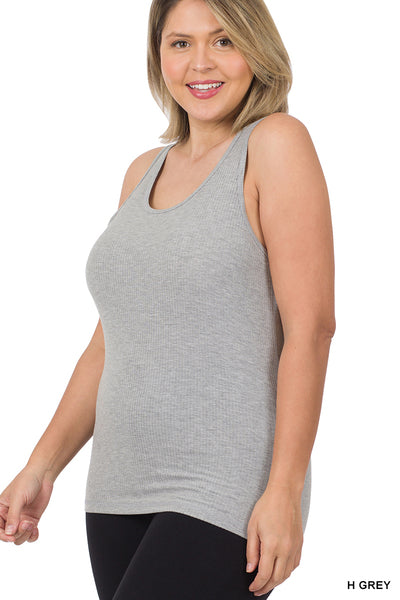 Heather Grey Ribbed Scoop Neck Tank