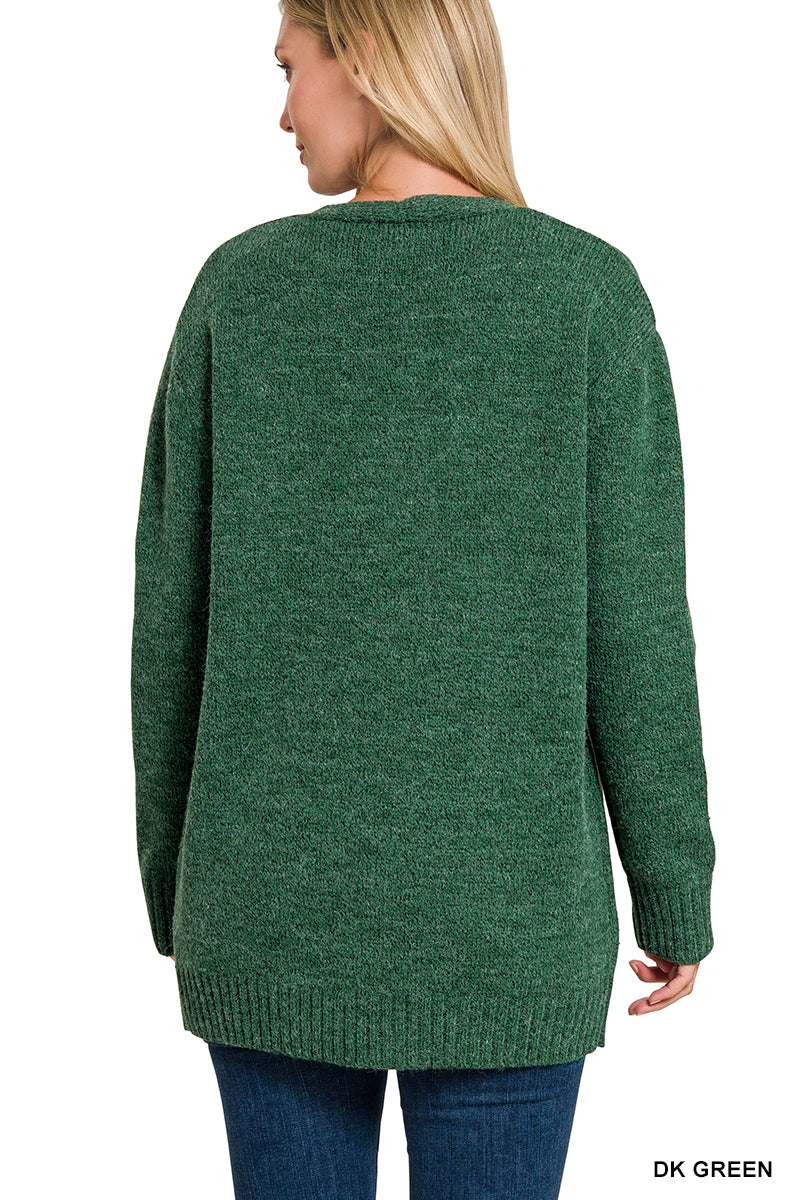 Dark Green Sweater Cardigan