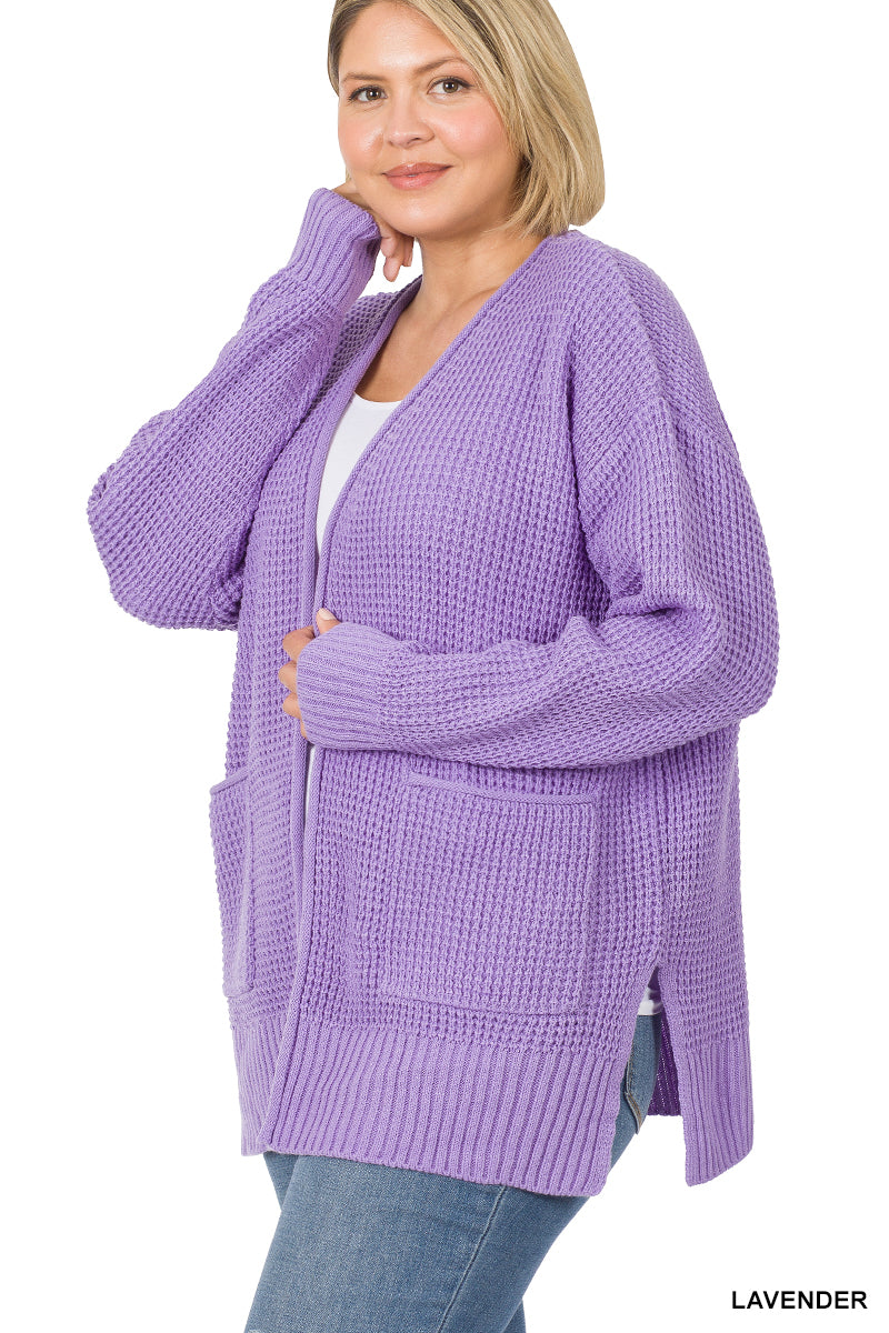 Lavender Waffle Knit Cardigan