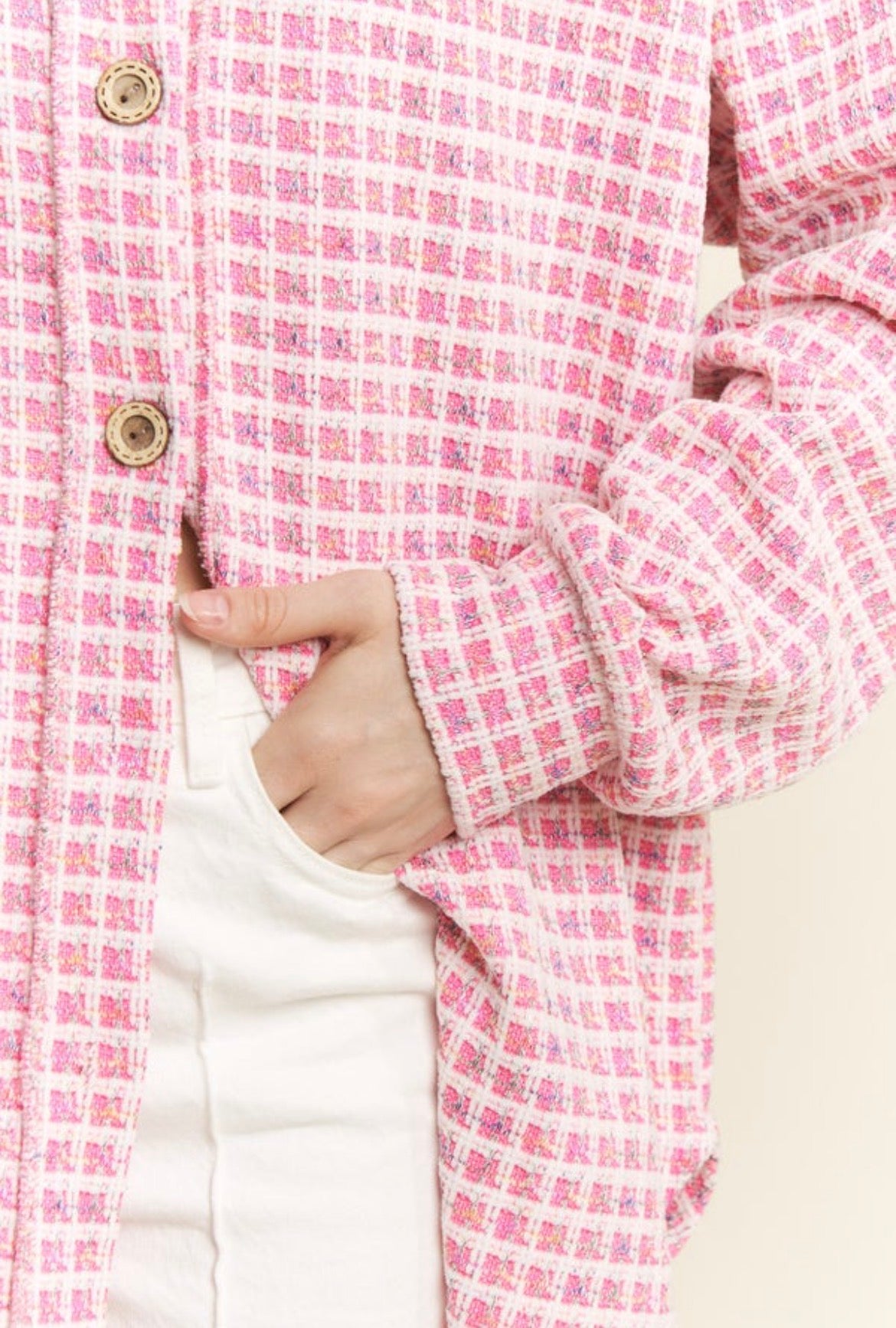 Pink Plaid Lightweight Shacket