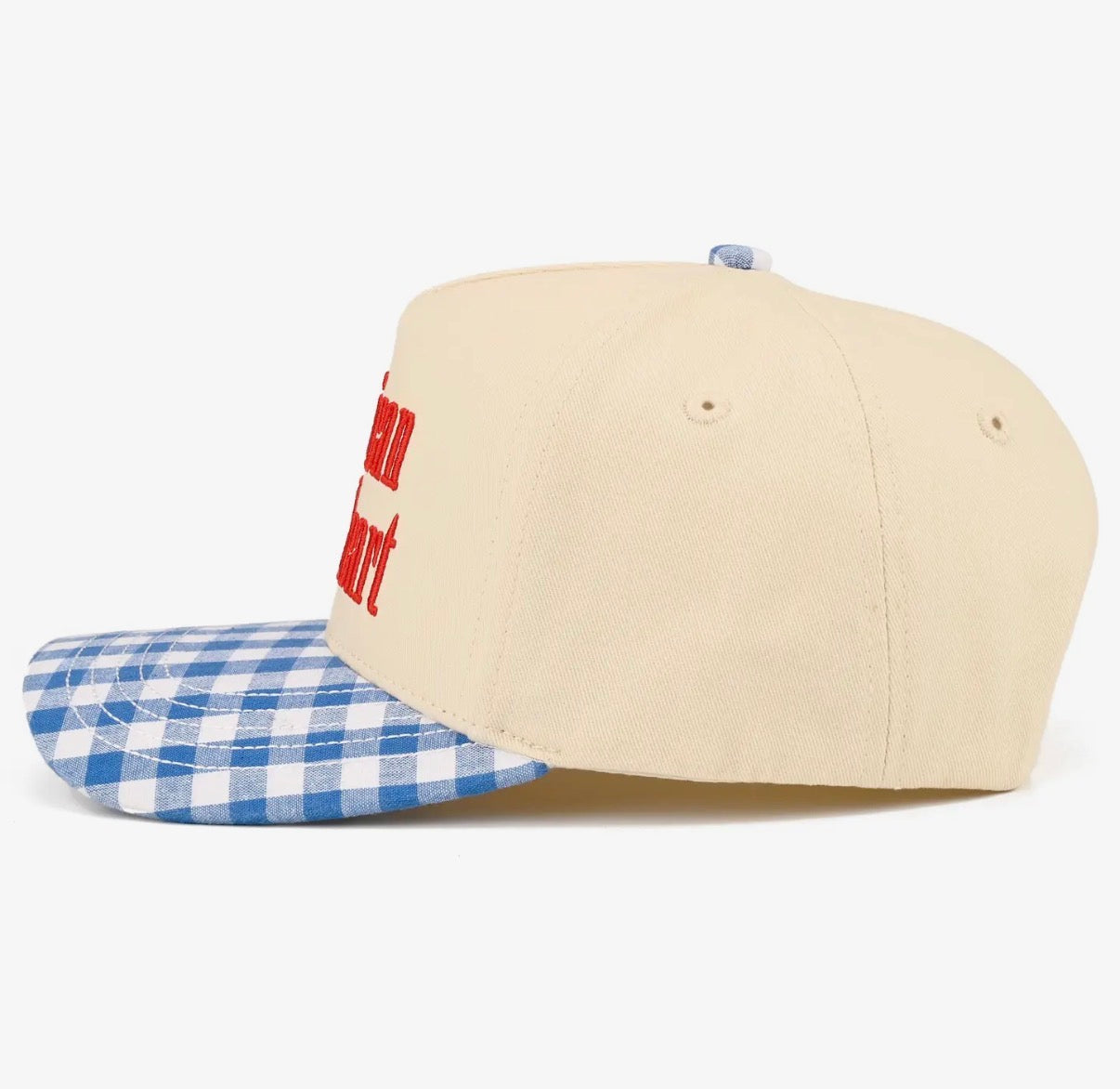American Sweetheart Gingham Embroidered Trucker Hat