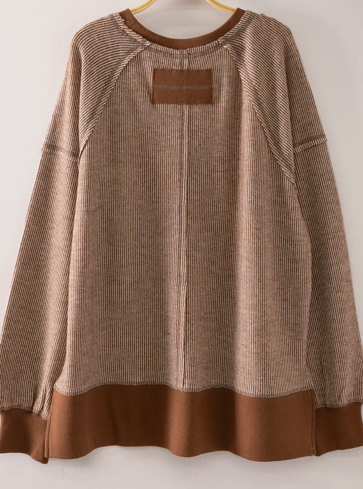 Camel Ribbed Thermal Sweater
