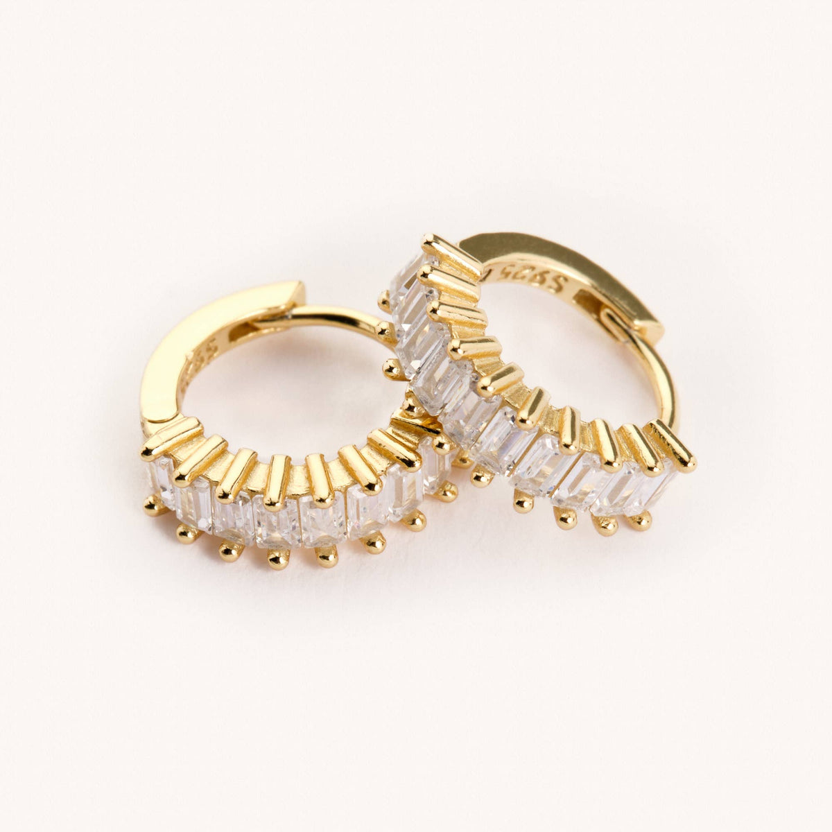 Small Esther Crystal Huggies: Gold