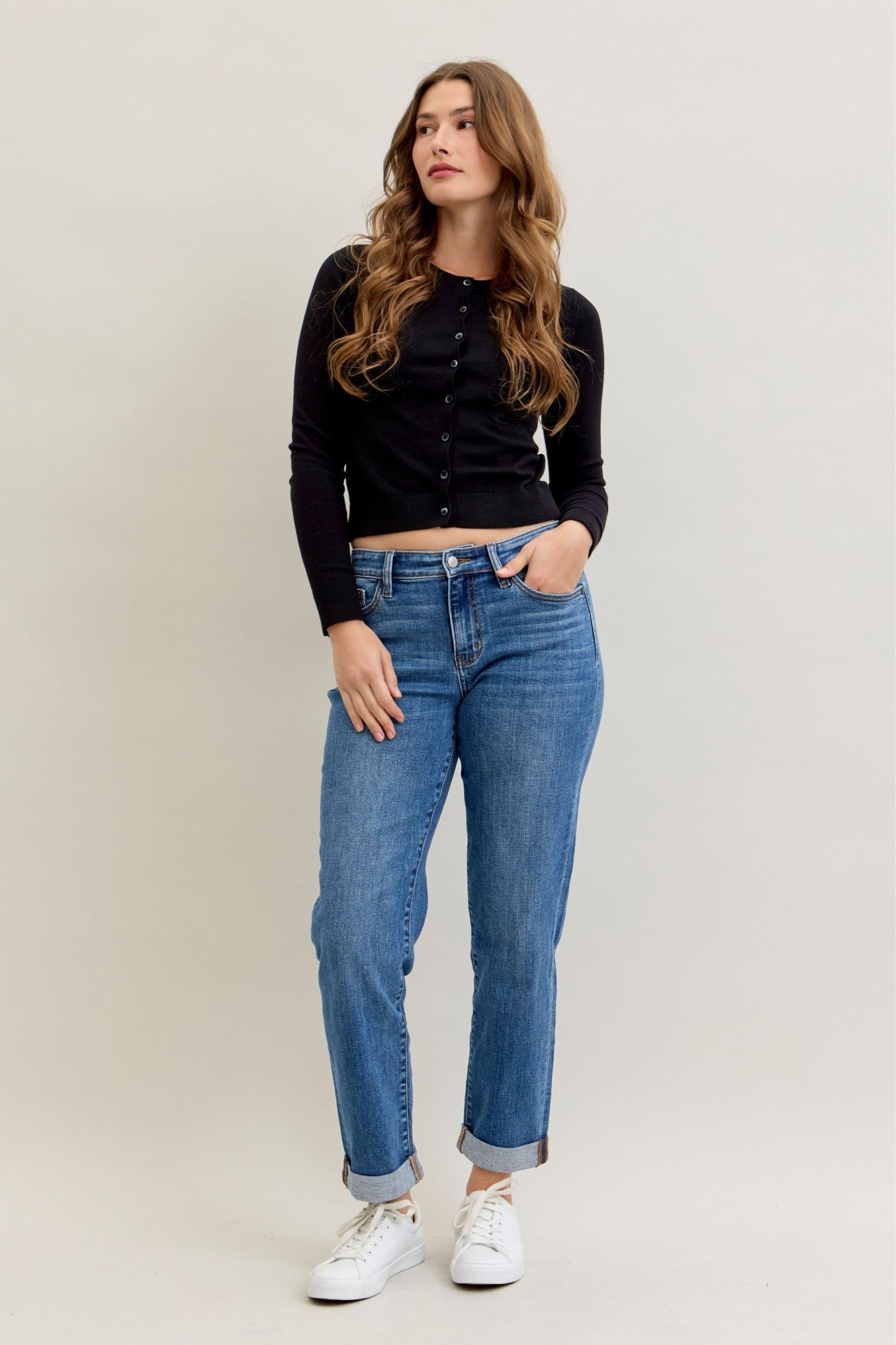 Judy Blue Heather Mid-Rise Boyfriend Fit Jeans (JB 82685)