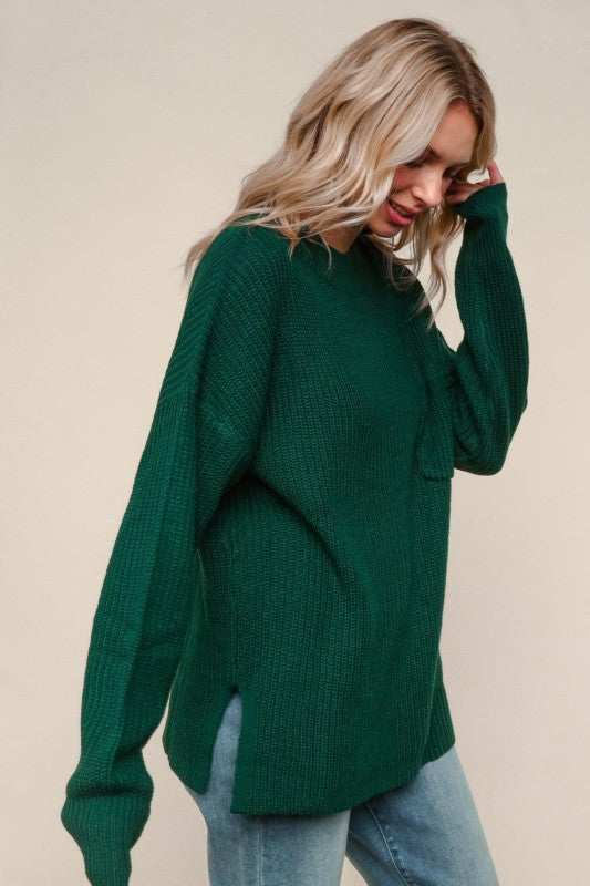 Hunter Green Relaxed Knit Sweater