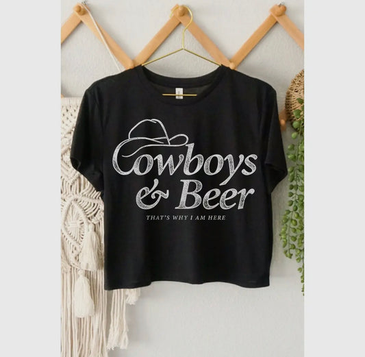 Cowboys & Beer Cropped Tee