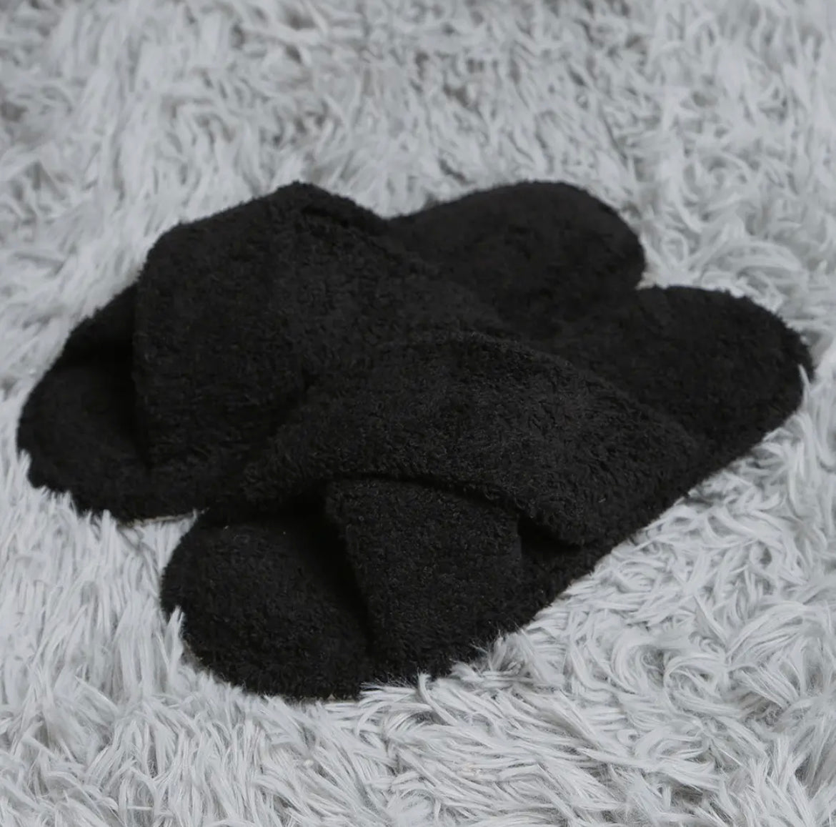 Black Criss Cross Microfiber Slippers