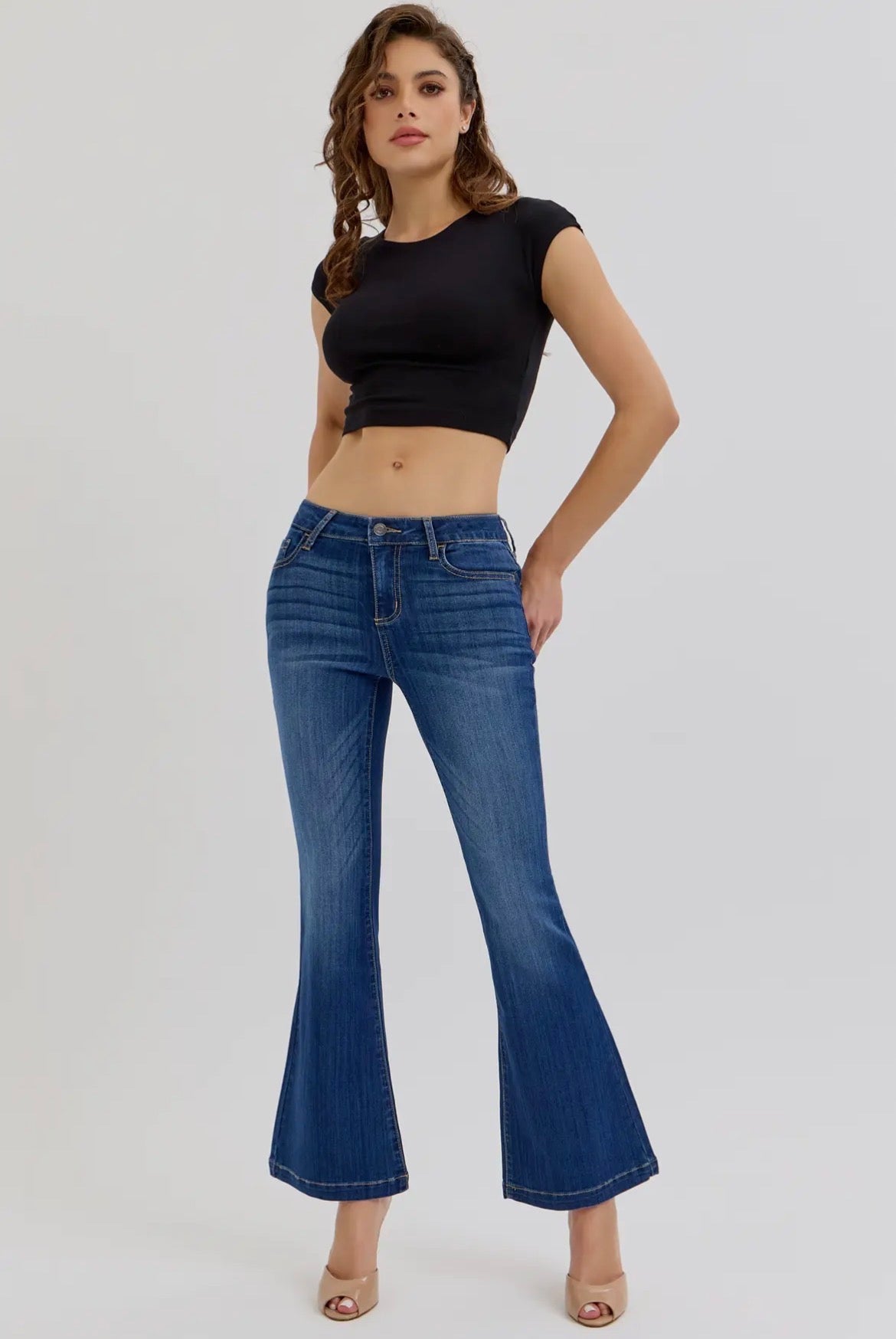 Braelynn Petite Mid Rise Flare Jeans