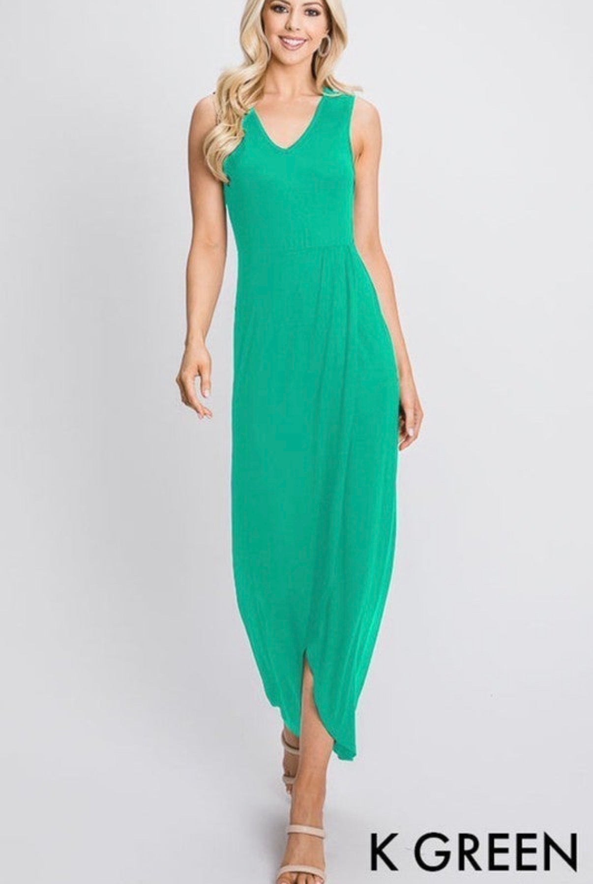 Kelly Green Tulip Hem Maxi Dress