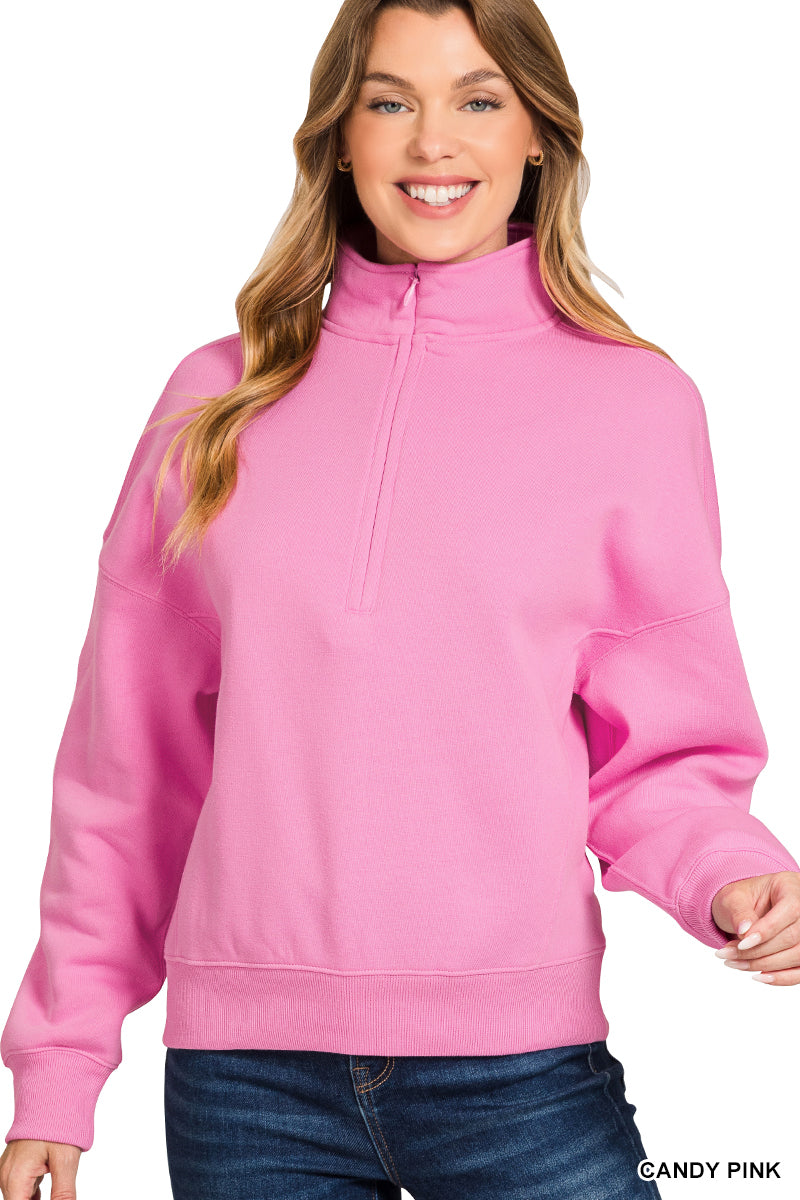Candy Pink Half Zip Pullover