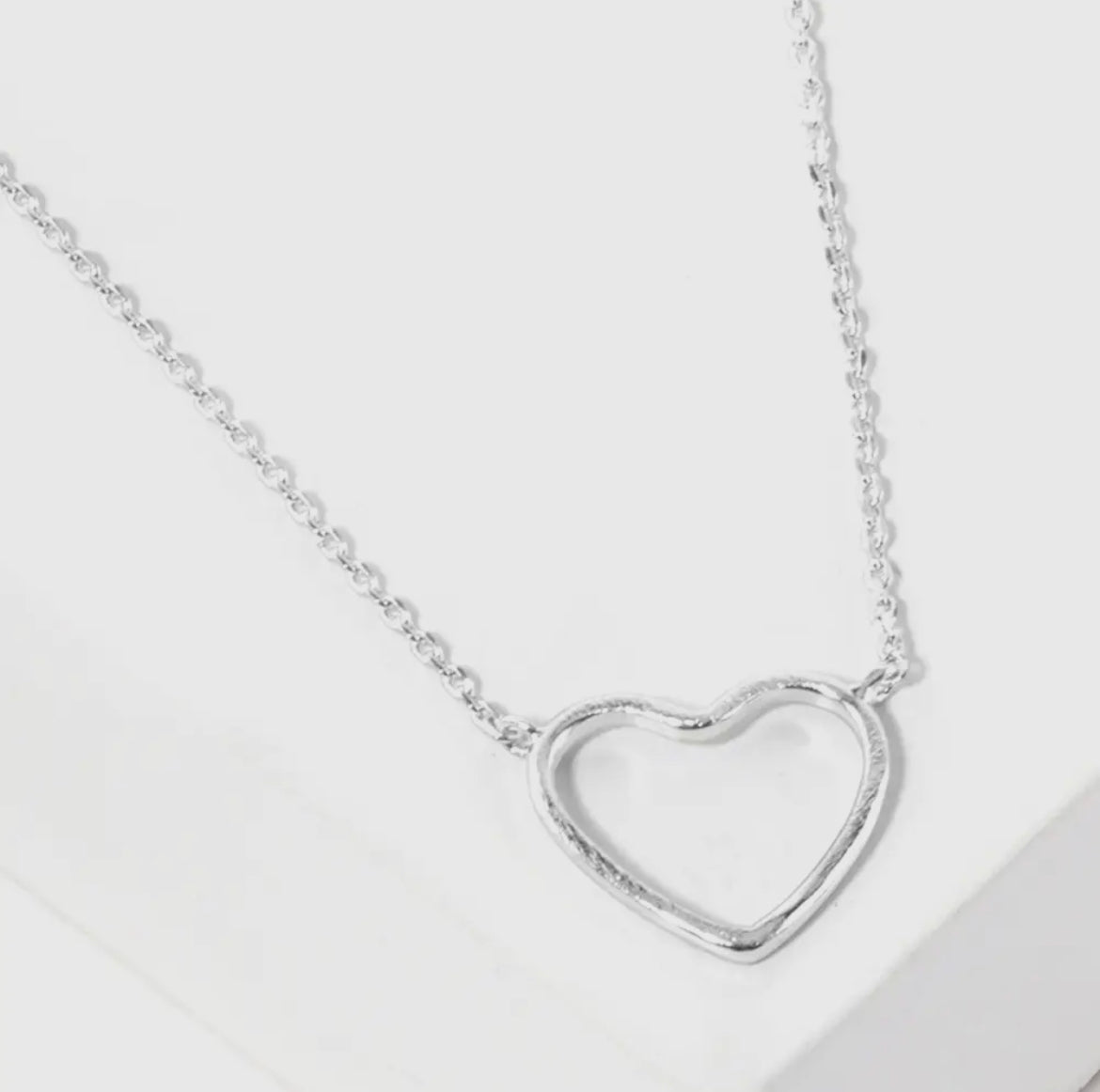 Silver Open Heart Pendant Necklace