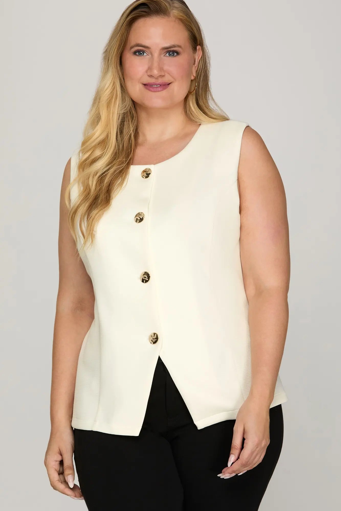 Cream Chic Button Front Vest Top