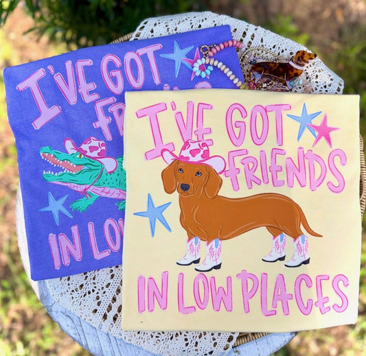 Dachshund Friends In Low Places Comfort Colors Tee