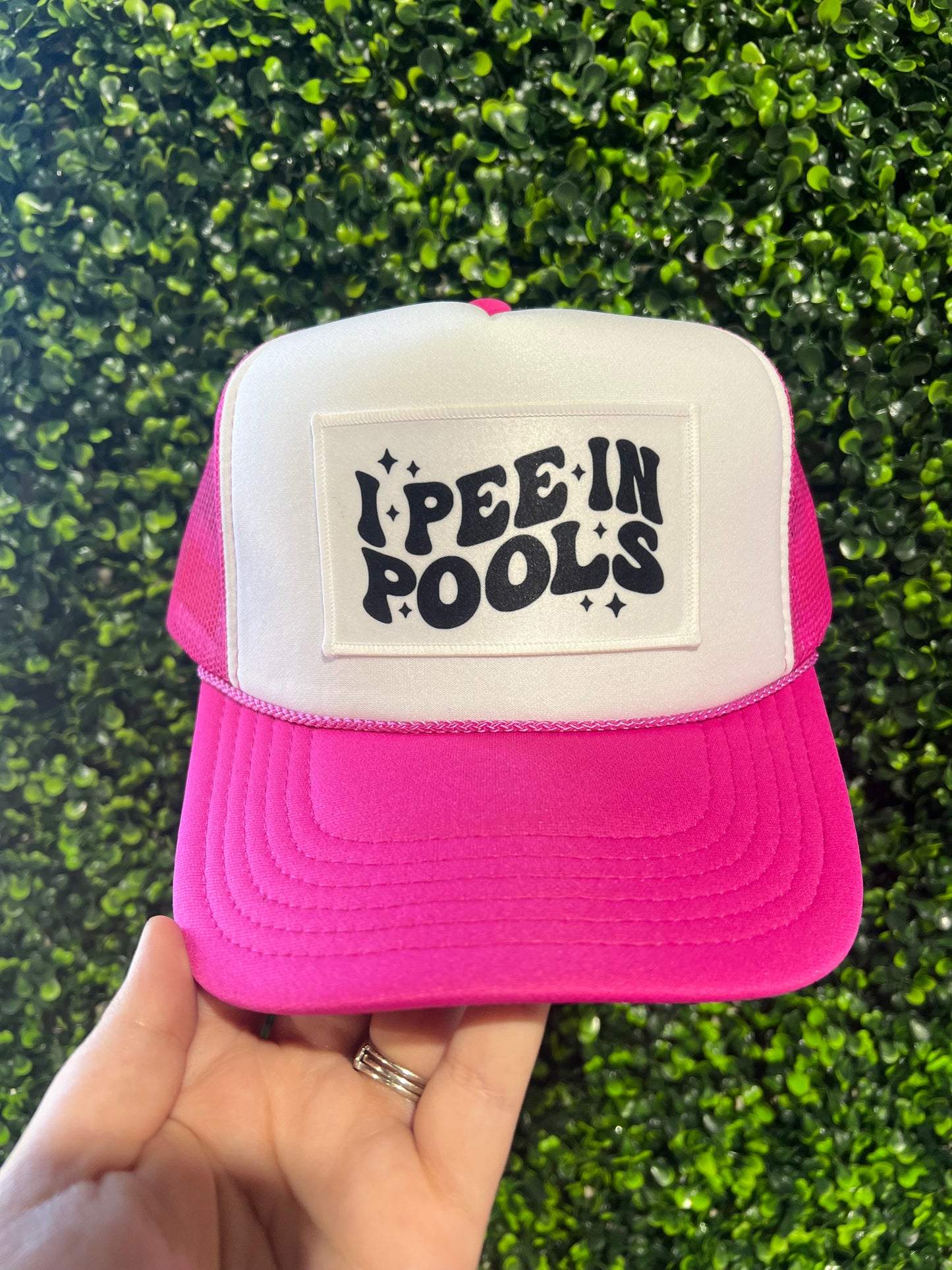 Pink I Pee in Pools Trucker Hat