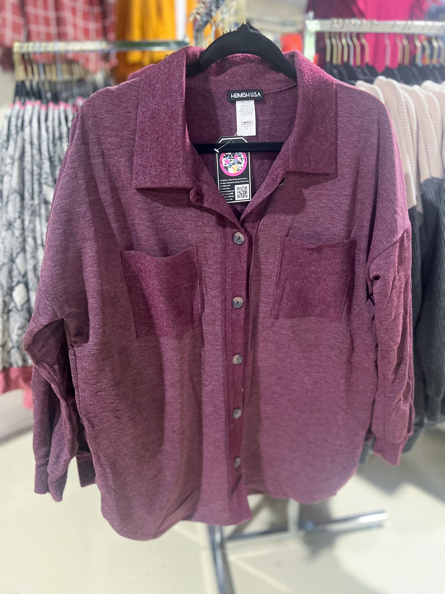 Maroon Button Down Shacket