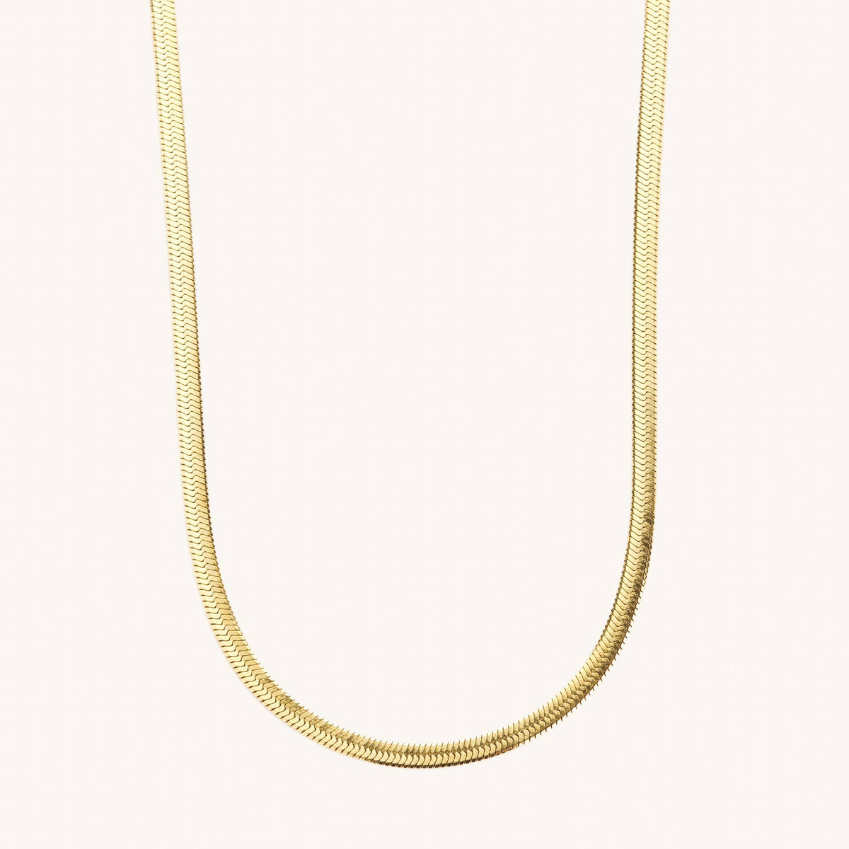 Gold Herringbone Necklaces: Wide 5MM