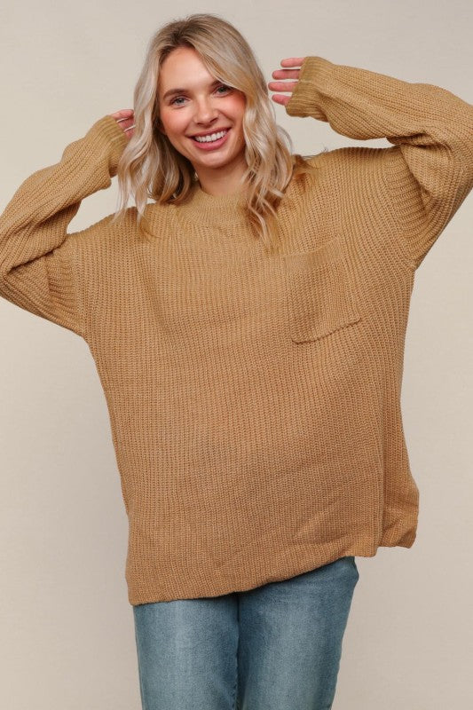 Taupe Relaxed Knit Sweater