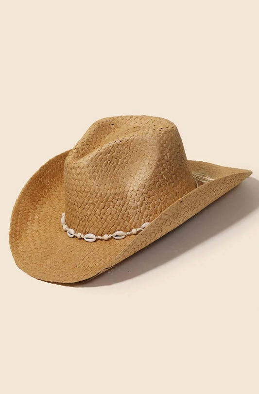 Cowrie Shell Braided Cowboy Hat
