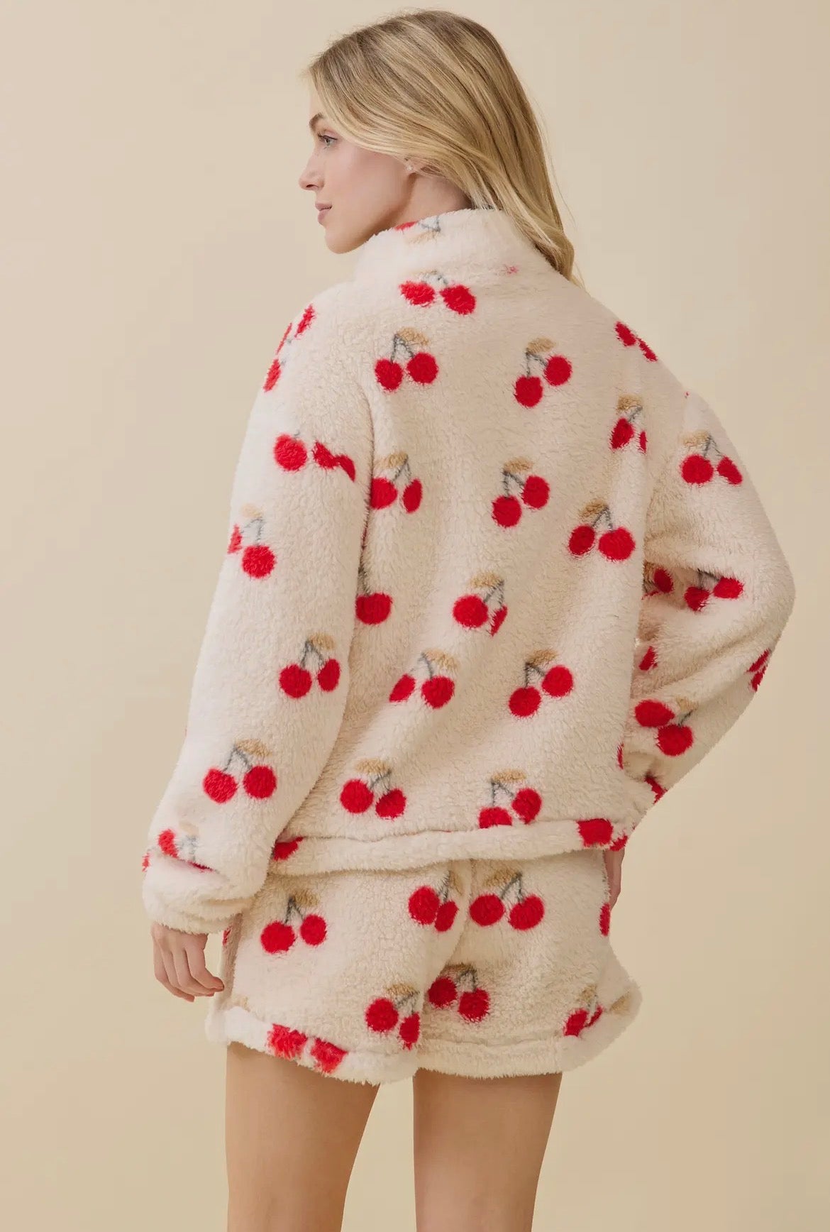 Cherry Plush Pullover & Shorts Set