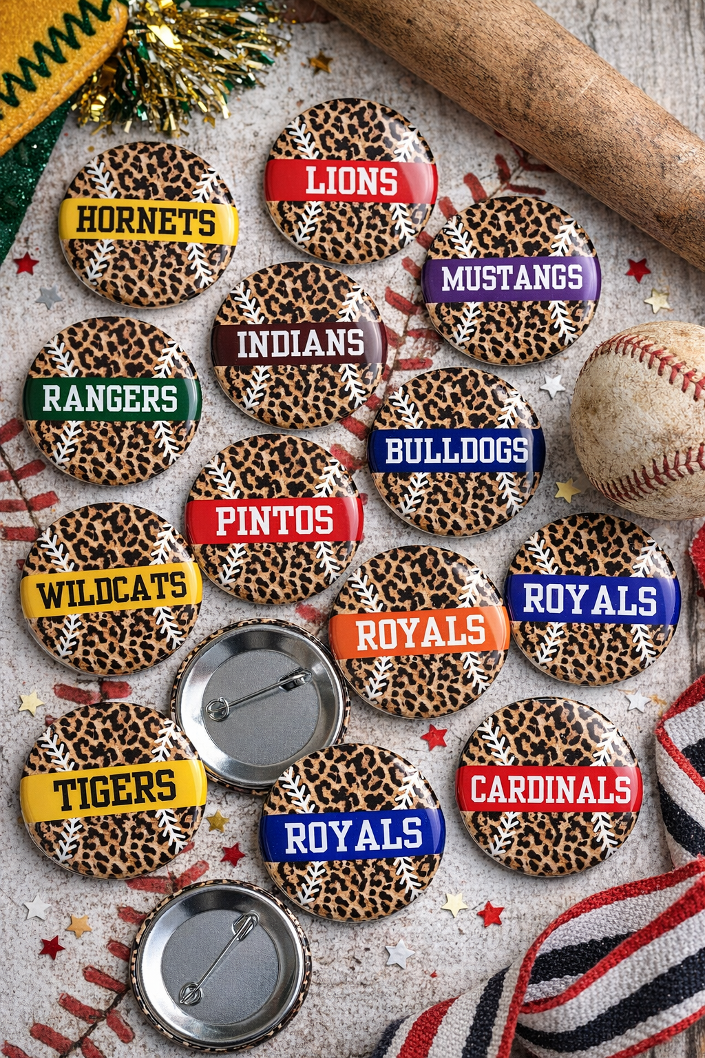 Cheetah Baseball / Softball Team 2.25” Button Pins