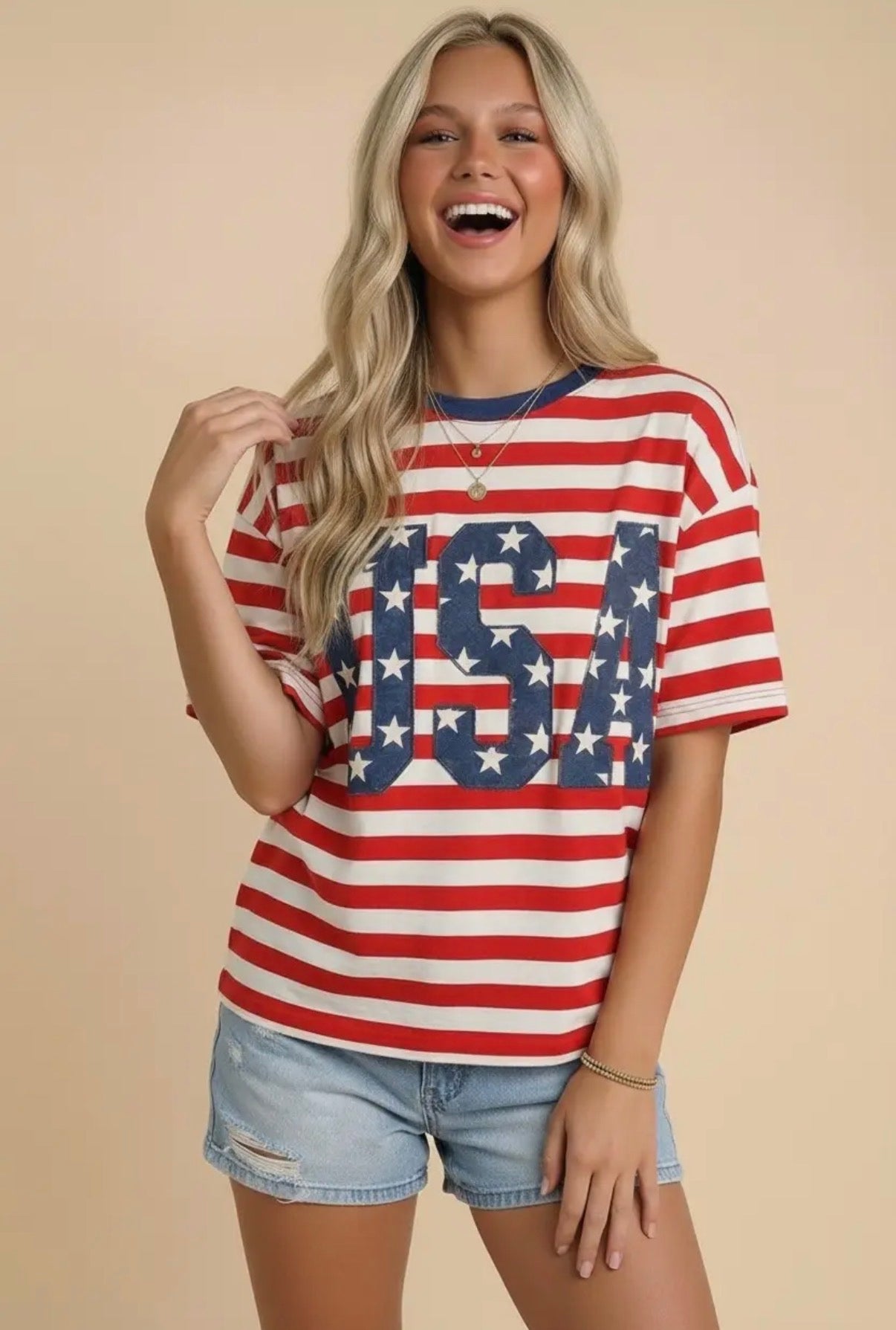 Red Stripe USA Top