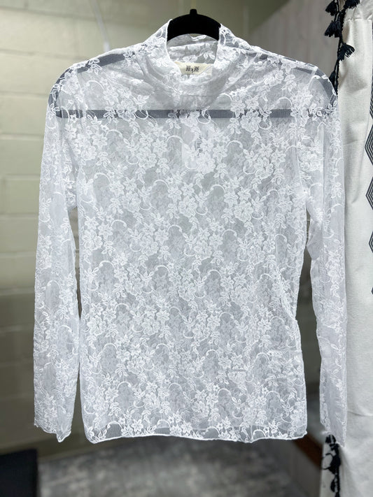 White Lace Long Sleeve Top