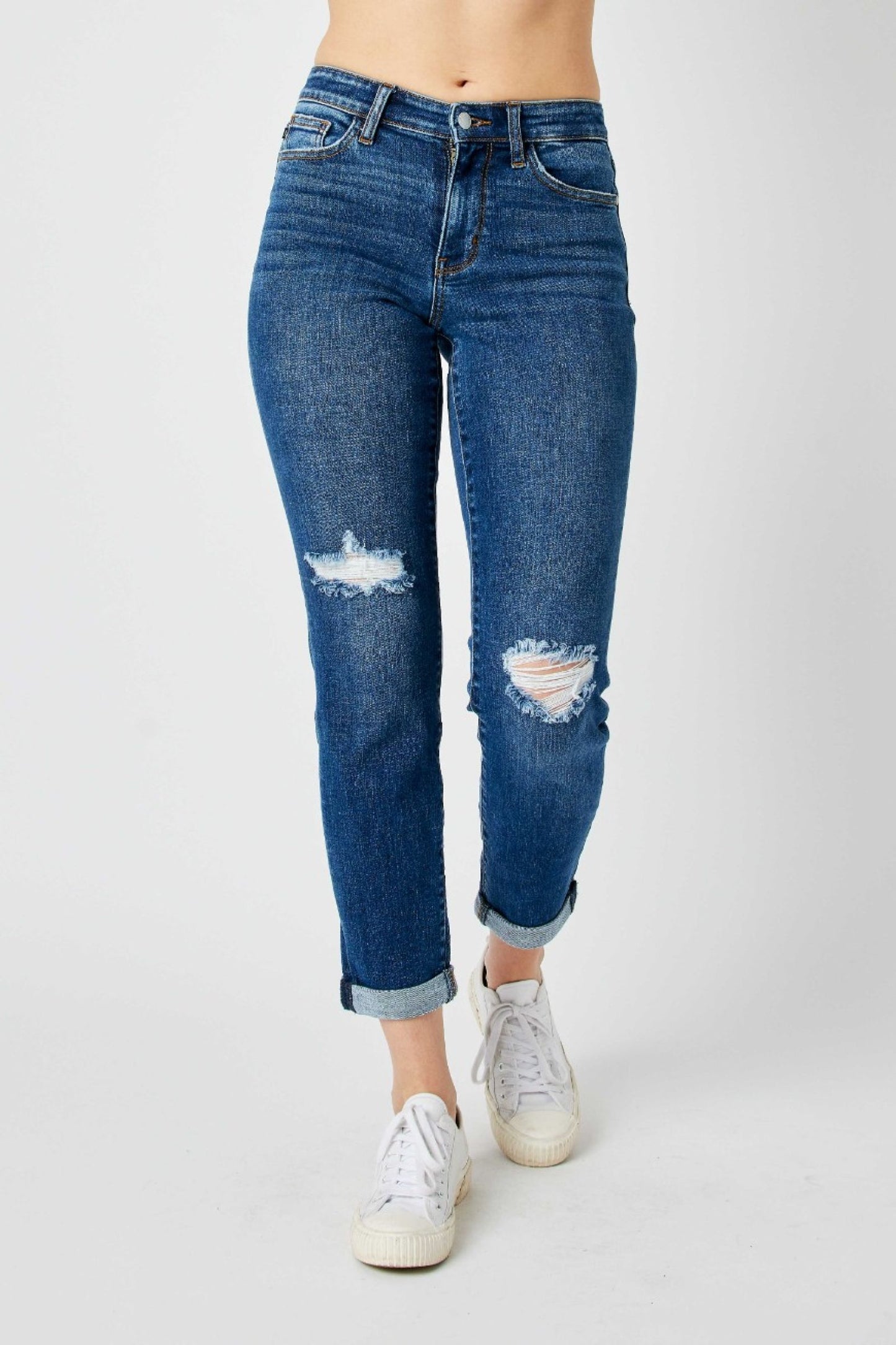 Judy Blue Caroline Mid-Rise Distressed Jeans (JB 82607)