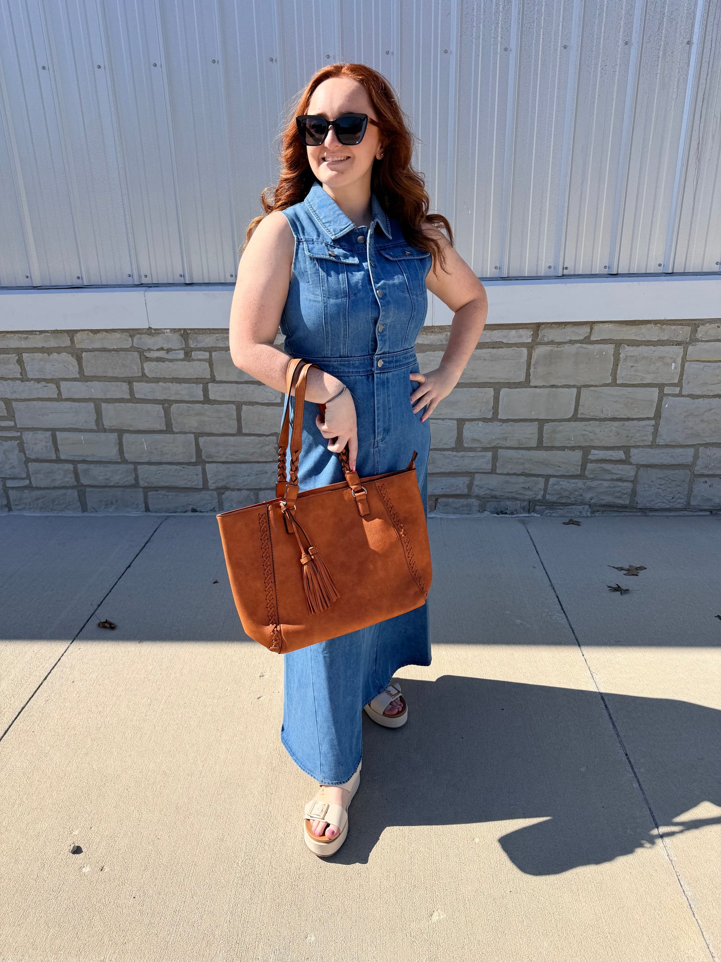 Ella Denim Sleeveless A-Line Dress