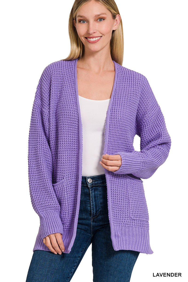 Lavender Waffle Knit Cardigan