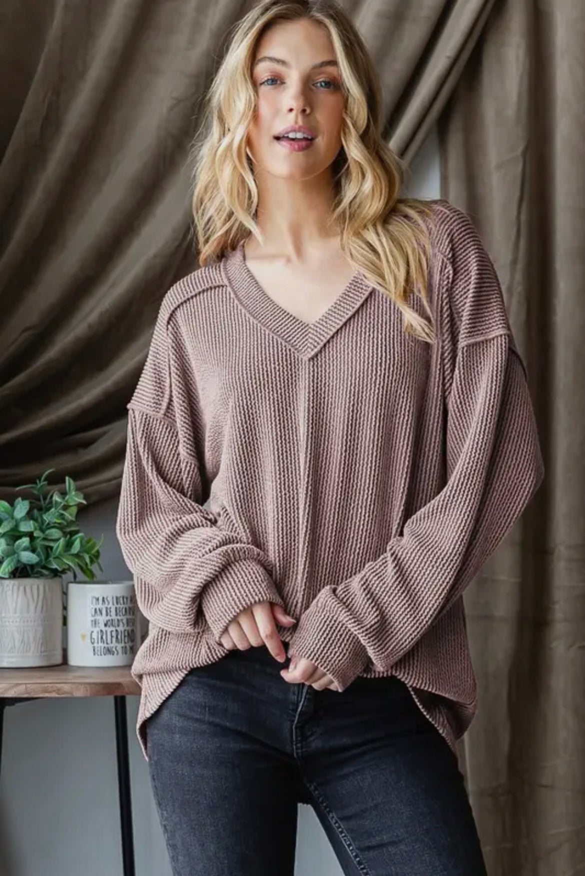 Light Coco Ribbed Long Sleeve Top