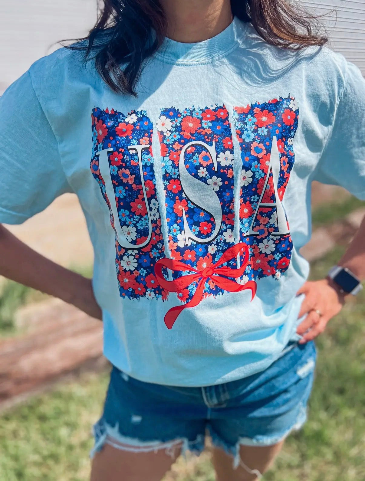 3XL Floral USA Comfort Colors Tee