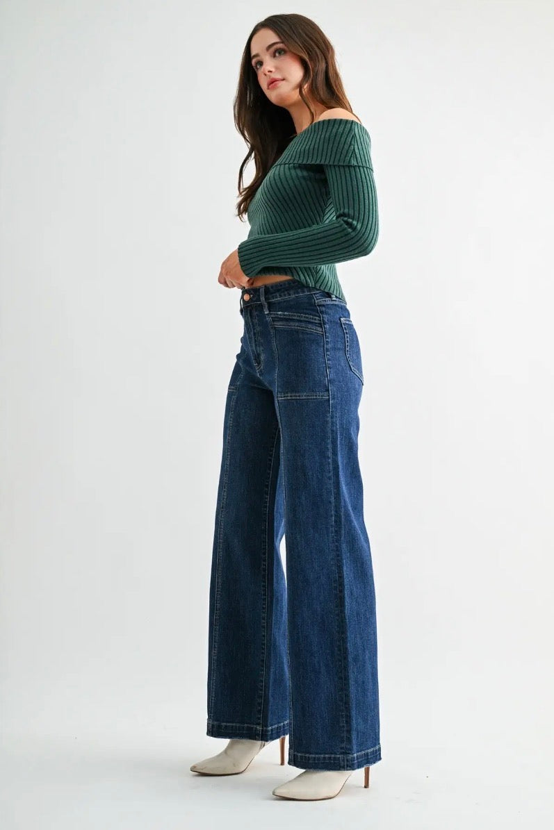 Alix High Rise Wide Seams Trouser Jeans