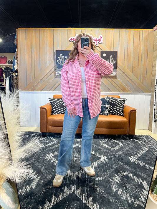 Pink Plaid Lightweight Shacket