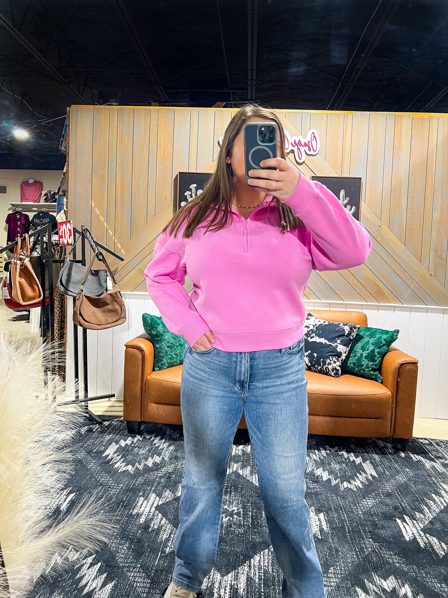 Candy Pink Half Zip Pullover