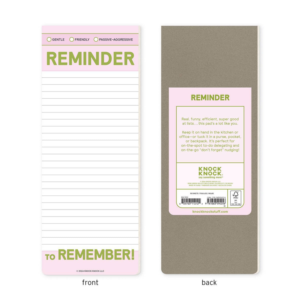 Reminder to Remember Make-a-List Pad